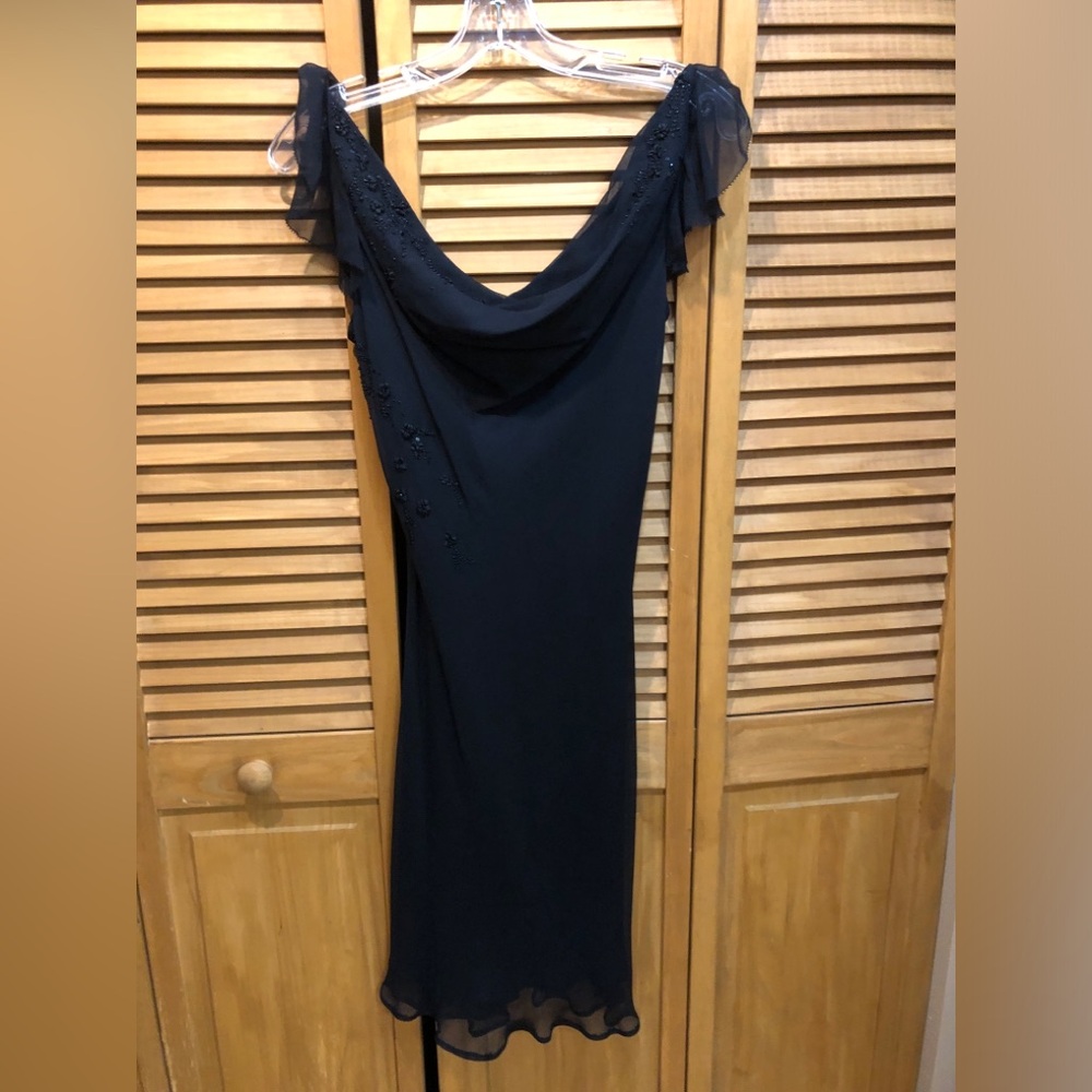 Vintage Elie Tahari - Classic Black silk dress with crystal detailing